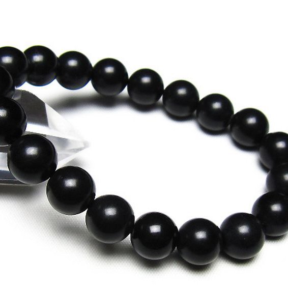 北海道上ノ国町産 ブラックシリカ ブレスレット 10mm [t325-5562]