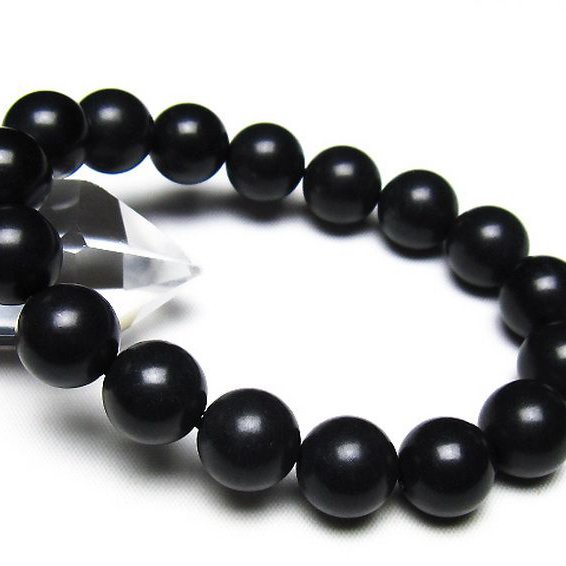 北海道上ノ国町産 ブラックシリカ ブレスレット 12mm [t325-5580]