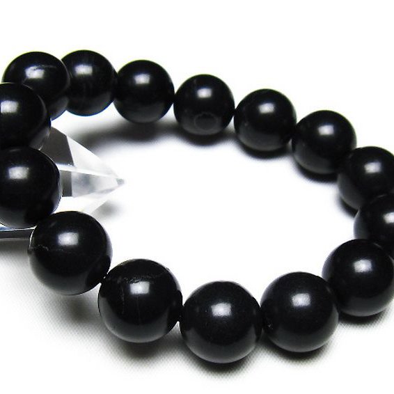 北海道上ノ国町産 ブラックシリカ ブレスレット 14mm [t325-5589]