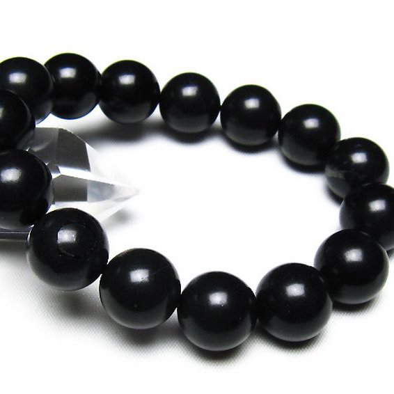 北海道上ノ国町産 ブラックシリカ ブレスレット 14mm [t325-5592]