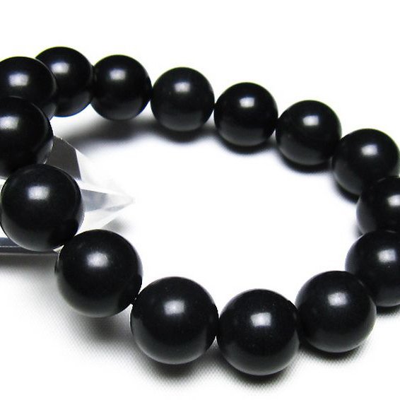 北海道上ノ国町産 ブラックシリカ ブレスレット 14mm [t325-5595]