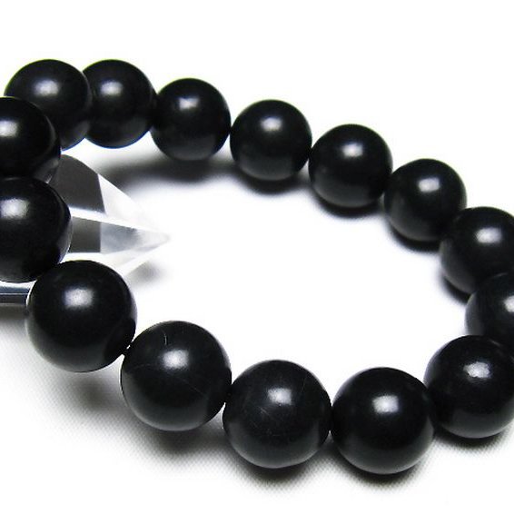 北海道上ノ国町産 ブラックシリカ ブレスレット 14mm [t325-5597]