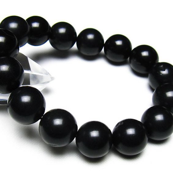 北海道上ノ国町産 ブラックシリカ ブレスレット 14mm [t325-5599]