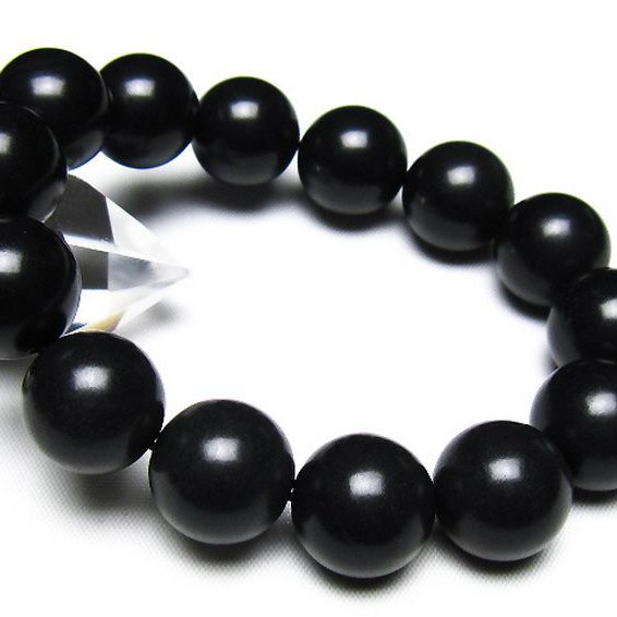 北海道上ノ国町産 ブラックシリカ ブレスレット 16mm [t325-5606]