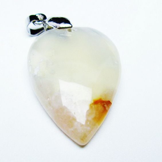 桜メノウ チェリーブロッサムアゲート ハート  ペンダント [T335-2294]