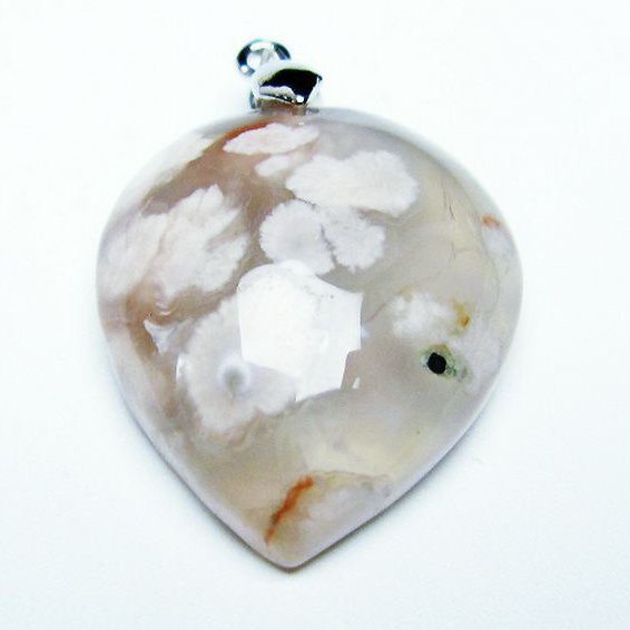 桜メノウ チェリーブロッサムアゲート ハート  ペンダント [T335-2458]