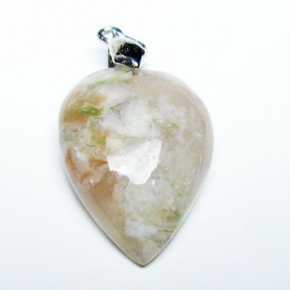 桜メノウ チェリーブロッサムアゲート ハート  ペンダント [T335-2503]