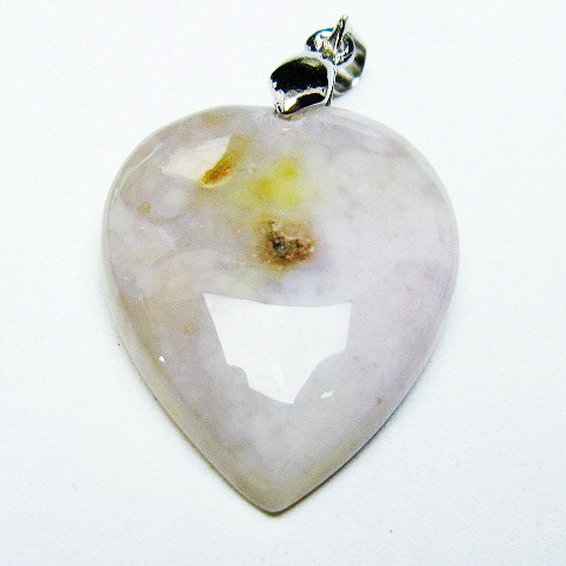 桜メノウ チェリーブロッサムアゲート ハート  ペンダント [T335-2576]