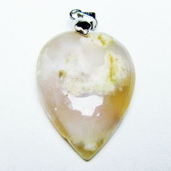 桜メノウ チェリーブロッサムアゲート ハート  ペンダント [T335-2585]