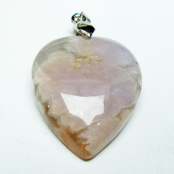 桜メノウ チェリーブロッサムアゲート ハート  ペンダント [T335-2647]