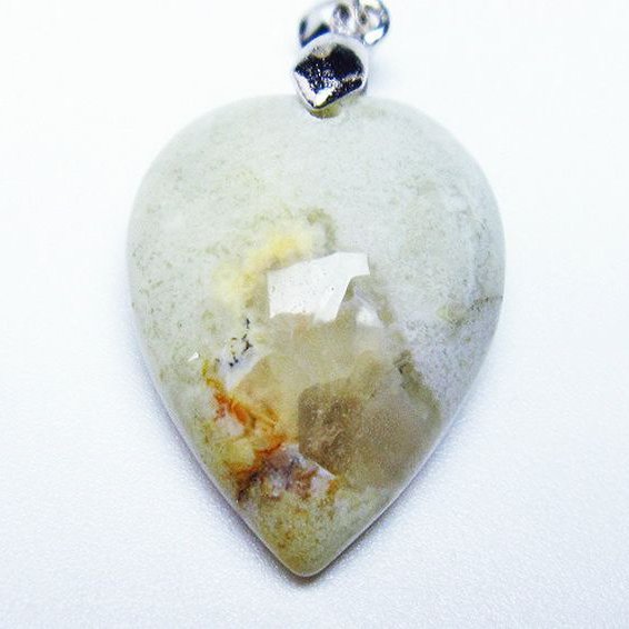 桜メノウ チェリーブロッサムアゲート ハート ペンダント [T335-2699]