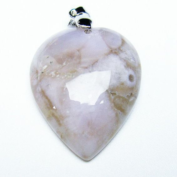 桜メノウ チェリーブロッサムアゲート ハート  ペンダント [T335-2799]