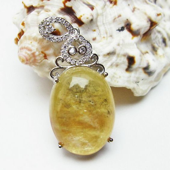 イエローマイカ　白雲母 ペンダント [T337-628]