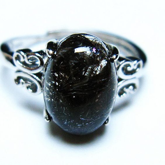 ブラックルチルクォーツ 指輪 (14号)[T343-1068]