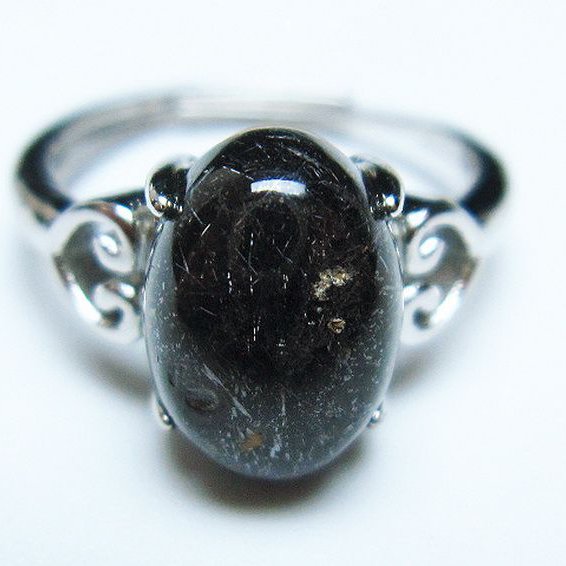 ブラックルチルクォーツ 指輪 (12号)[T343-1181]
