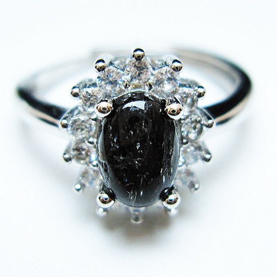 ブラックルチルクォーツ 指輪 (14号)[T343-1278]