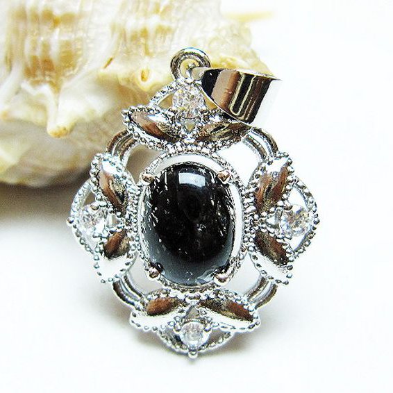 ブラックルチルクォーツ ペンダント [T343-1439]