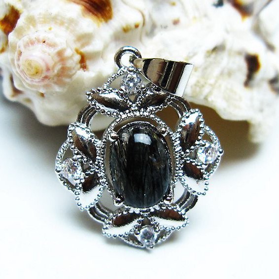 ブラックルチルクォーツ ペンダント [T343-1599]