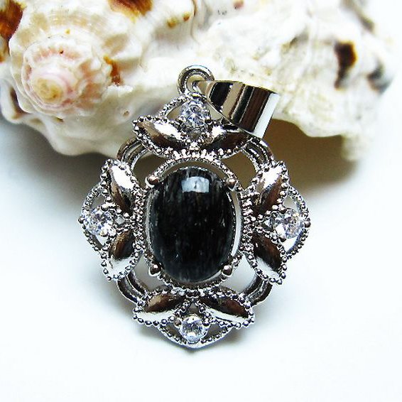 ブラックルチルクォーツ ペンダント [T343-1603]