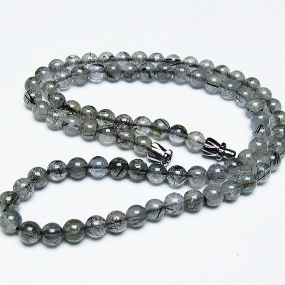 ブラックルチルクォーツ ネックレス 5mm [T354-5885]