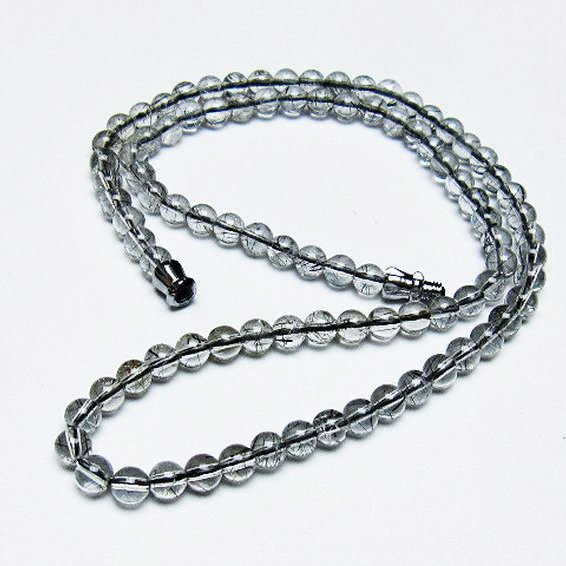 ブラックルチルクォーツ ネックレス 5mm [T354-5894]
