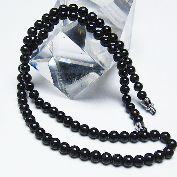 ブラックルチルクォーツ ネックレス 5mm [T354-5927]