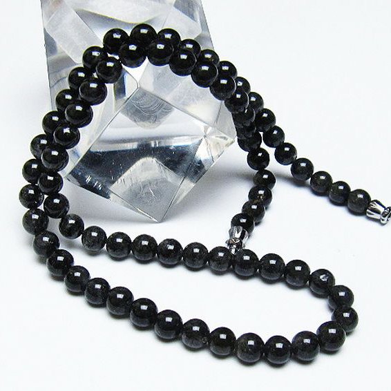 ブラックルチルクォーツ ネックレス 6mm [T354-5934]