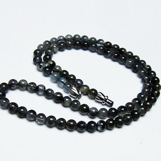 ブラックルチルクォーツ ネックレス 5mm [T354-5954]