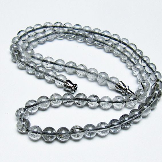 ブラックルチルクォーツ ネックレス 6mm [T354-5977]