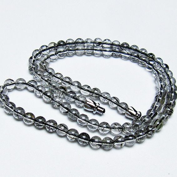 ブラックルチルクォーツ ネックレス 5mm [T354-5990]