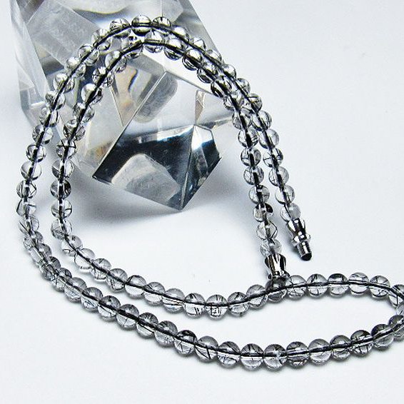 ブラックルチルクォーツ ネックレス 5mm [T354-5992]