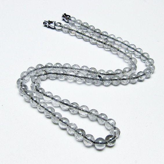 ブラックルチルクォーツ ネックレス 5mm [T354-6023]
