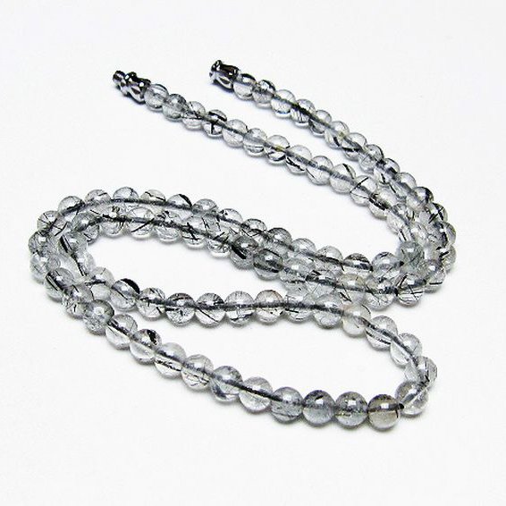 ブラックルチルクォーツ ネックレス 5mm [T354-6053]