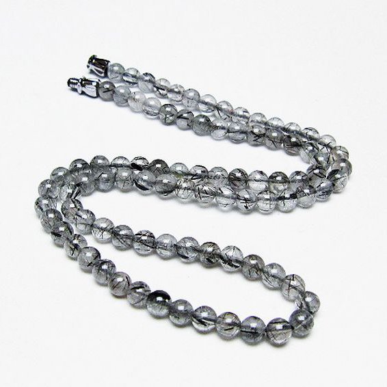 ブラックルチルクォーツ ネックレス 5mm [T354-6060]