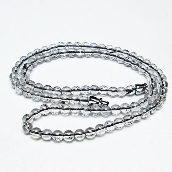 ブラックルチルクォーツ ネックレス 4mm [T354-6127]