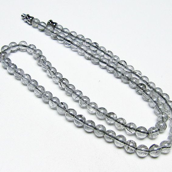 ブラックルチルクォーツ ネックレス 5mm [T354-6173]