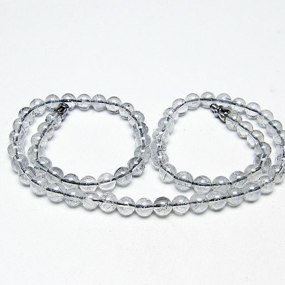 ブラックルチルクォーツ ネックレス 6mm [T354-6183]