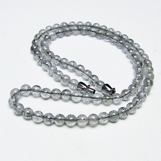 ブラックルチルクォーツ ネックレス 5mm [T354-6206]