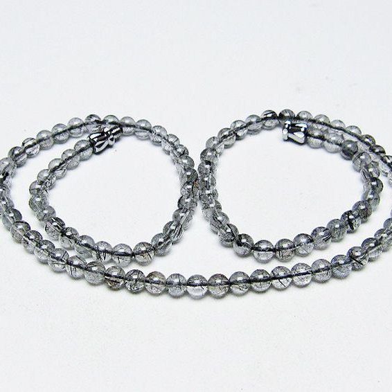 ブラックルチルクォーツ ネックレス 4mm [T354-6222]
