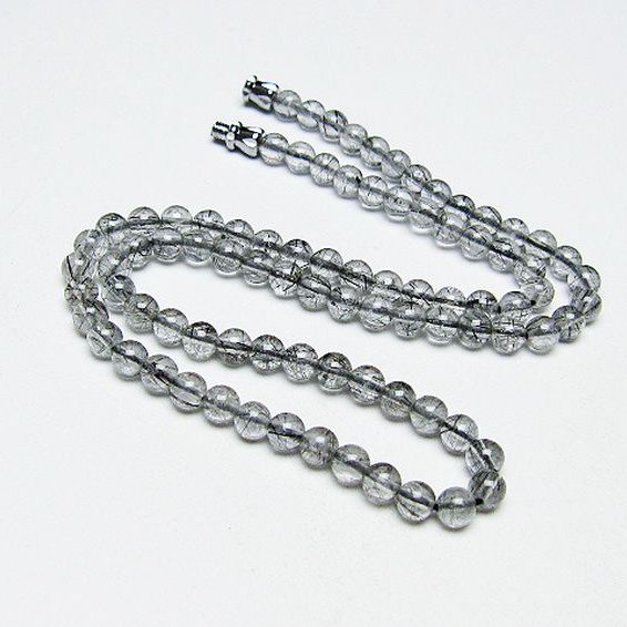 ブラックルチルクォーツ ネックレス 5mm [T354-6240]