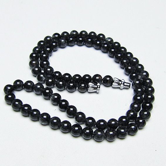 ブラックルチルクォーツ ネックレス 5mm [T354-6263]