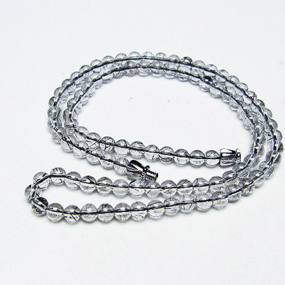 ブラックルチルクォーツ ネックレス 4mm [T354-6281]