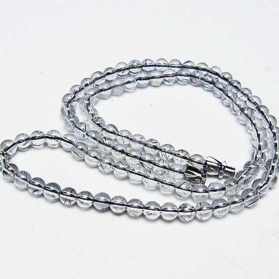 ブラックルチルクォーツ ネックレス 4mm [T354-6284]