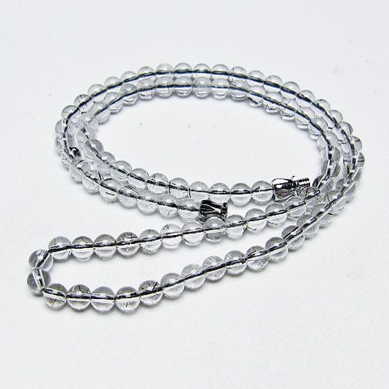 ブラックルチルクォーツ ネックレス 5mm [T354-6290]