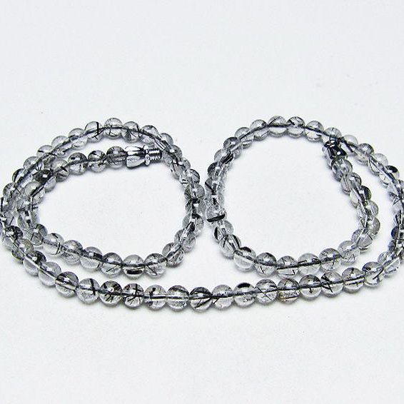 ブラックルチルクォーツ ネックレス 5mm [T354-6302]