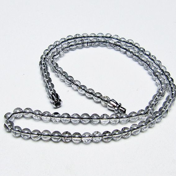 ブラックルチルクォーツ ネックレス 4mm [T354-6309]