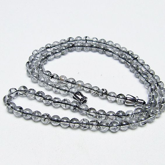 ブラックルチルクォーツ ネックレス 4mm [T354-6313]
