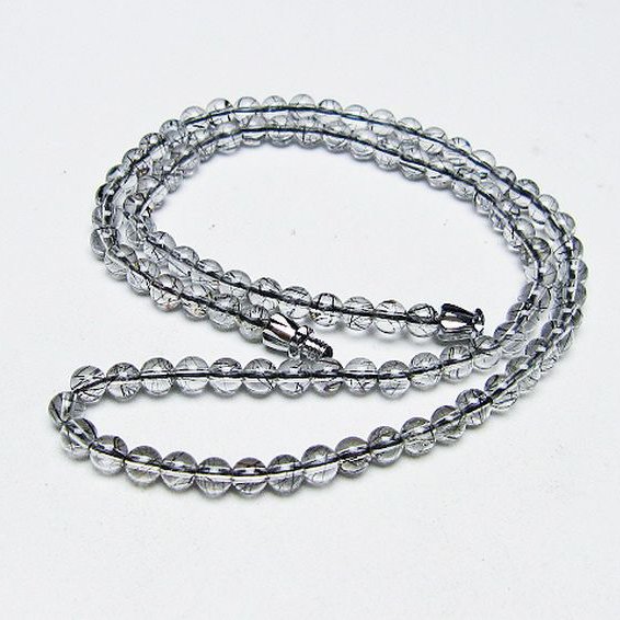 ブラックルチルクォーツ ネックレス 4mm [T354-6317]