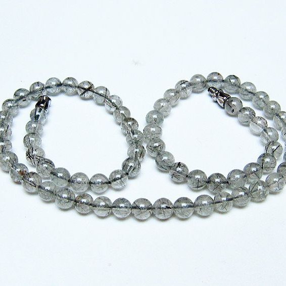 ブラックルチルクォーツ ネックレス 6mm [T354-6351]