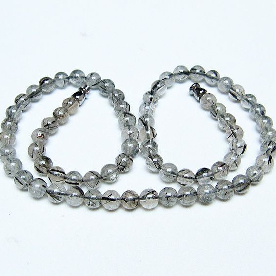 ブラックルチルクォーツ ネックレス 6mm [T354-6359]